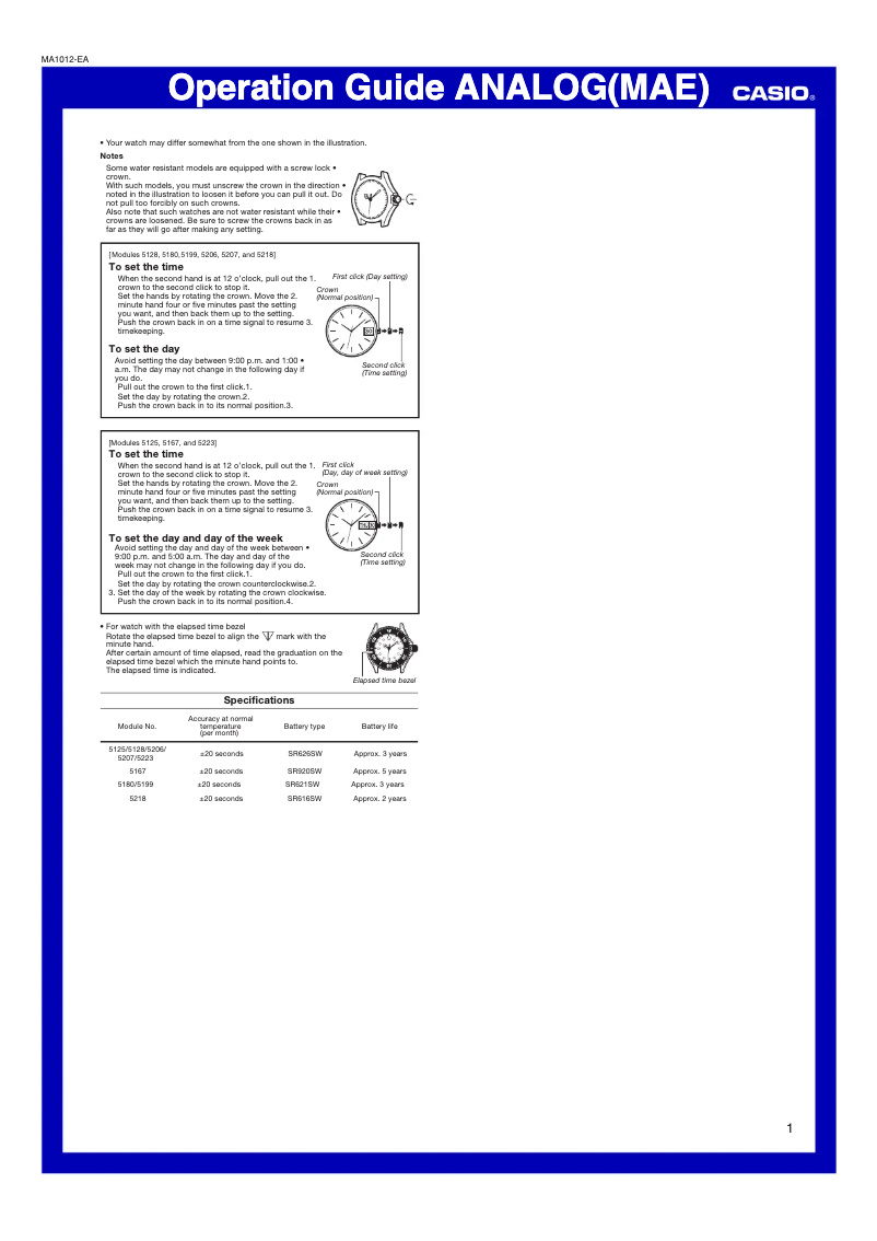 Page 1 de la notice Manuel utilisateur Casio Sheen SHE-4533D-7AUER