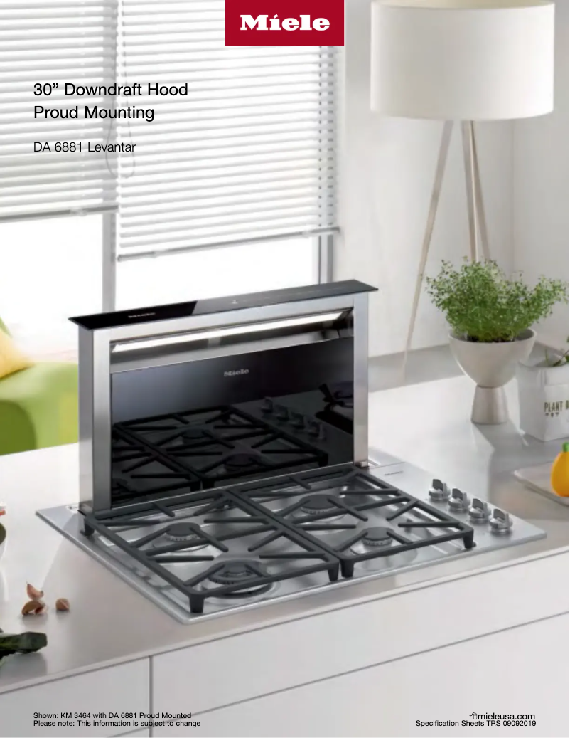 Page 1 de la notice Fiche technique Miele DA 6881