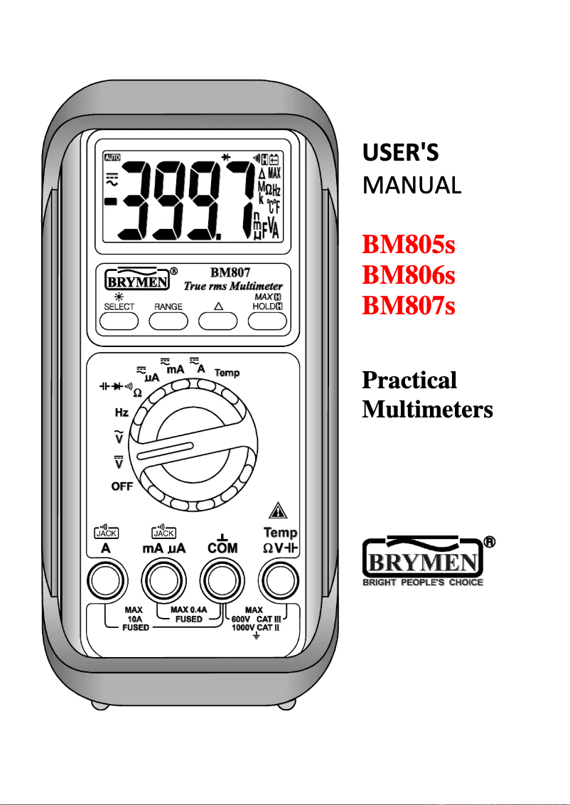 Page 1 de la notice Manuel utilisateur Brymen BM805s