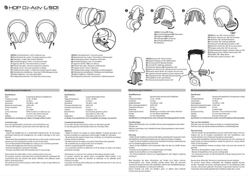 Image de la première page du manuel de l'appareil HDP DJ-Adv G501