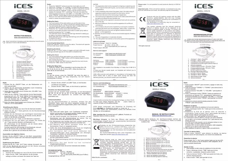 Page 1 de la notice Manuel utilisateur Ices Electronics ICR-210