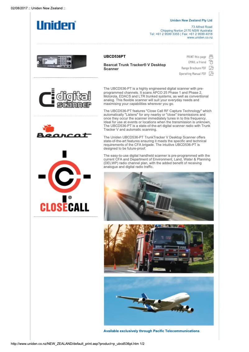 Page 1 de la notice Manuel utilisateur Uniden UBCD536PT