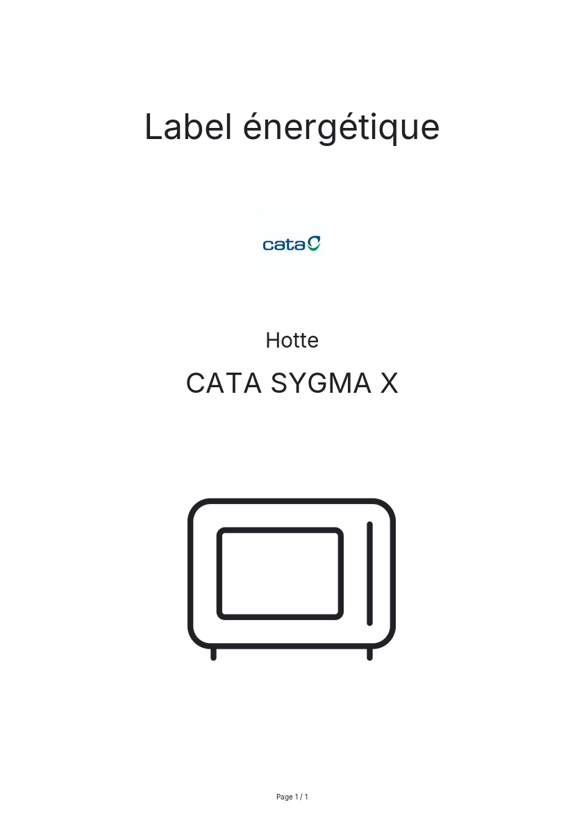 Page n°1 - Label énergétique CATA SYGMA X