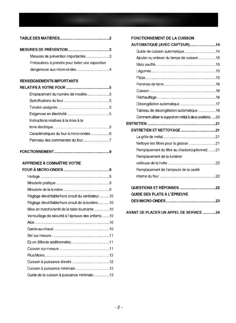 Page 1 de la notice Manuel utilisateur LG LMV-1921SS