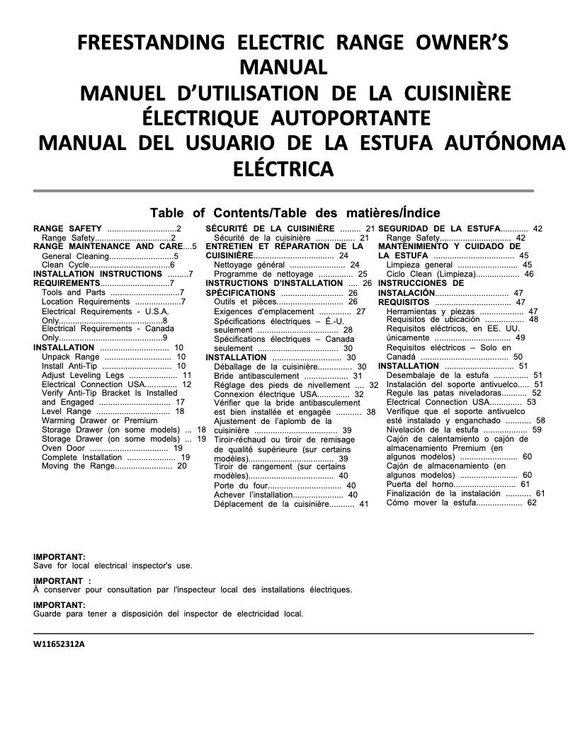 Image de la première page du manuel de l'appareil YWFE775H0HB