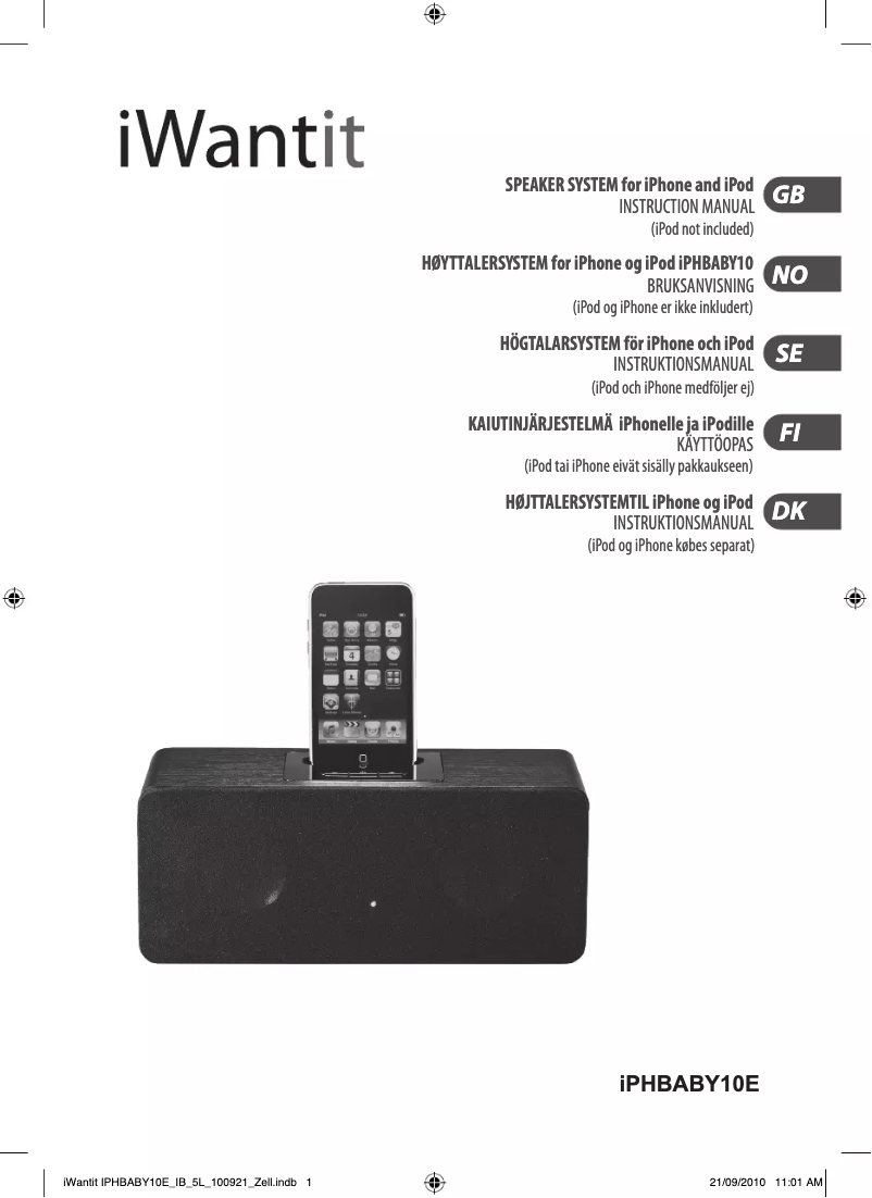 Page 1 de la notice Manuel utilisateur iWantit iPHBABY10E