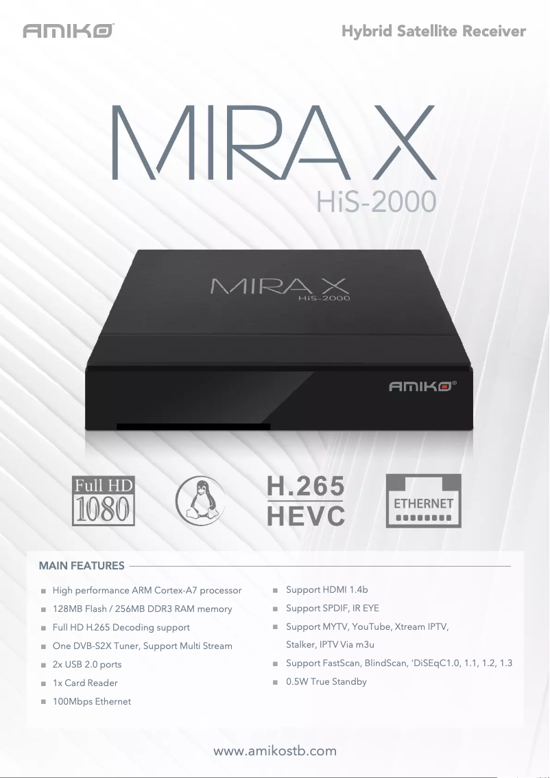 Page 1 de la notice Manuel utilisateur Amiko MiraX HiS-2000