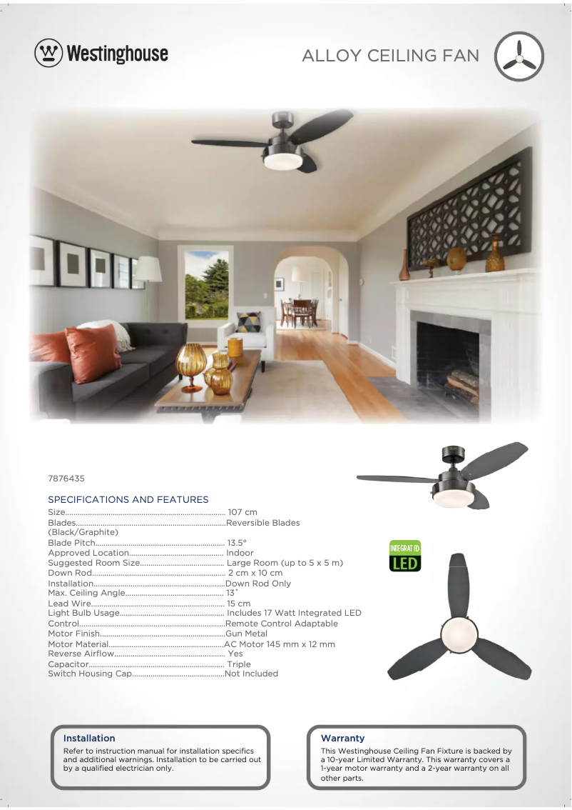 Page n°1 - Fiche technique Westinghouse 7876435
