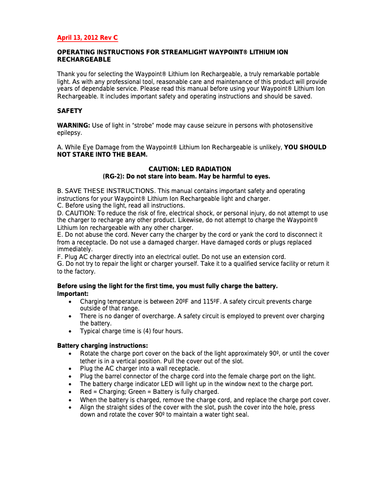 Image de la première page du manuel de l'appareil Waypoint