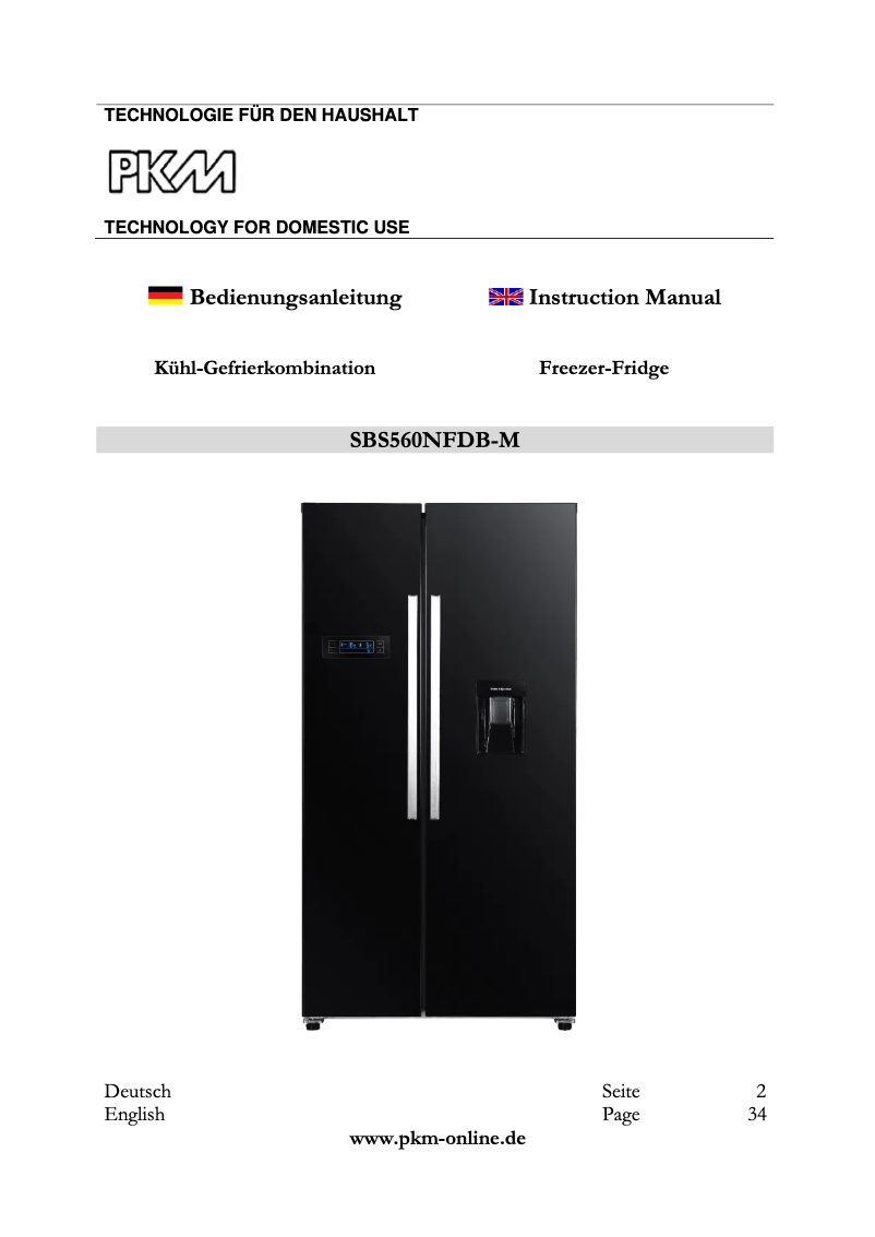 Page 1 of the manual User Manual PKM SBS560NFDB-M