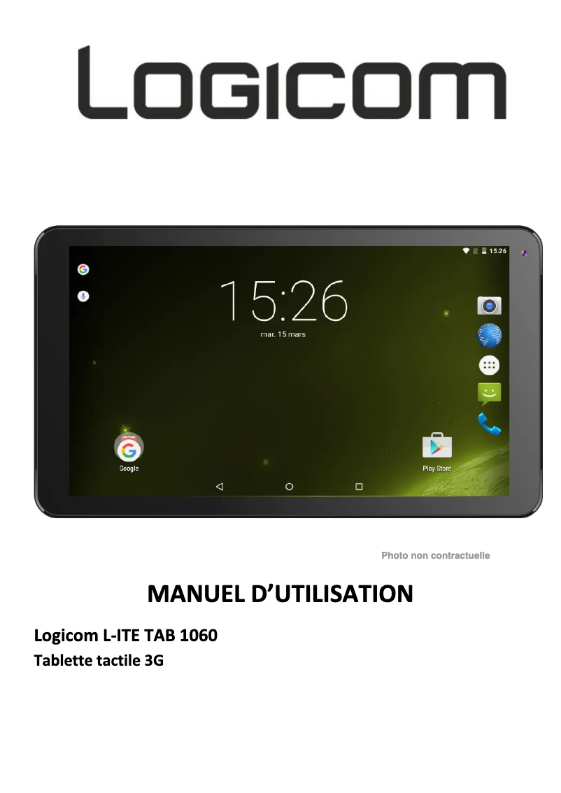 Page 1 de la notice Manuel utilisateur Logicom L-ite Tab 1060