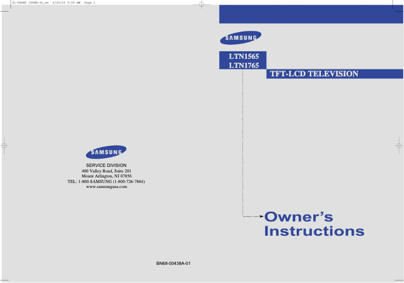 Page n°1 - Manuel utilisateur Samsung LTN1565