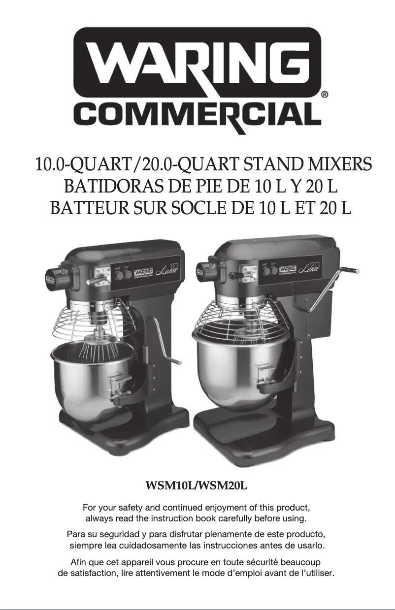 Page 1 de la notice Manuel utilisateur Waring Commercial Luna WSM10L