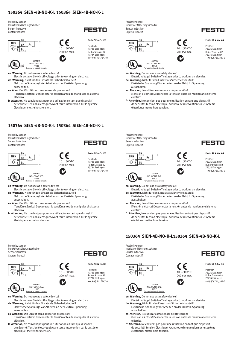 Página 1 del manual Manual de usuario Festo SIEN-4B-NO-K-L