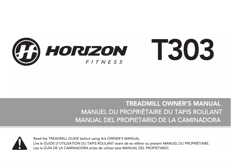 Page 1 de la notice Manuel utilisateur Horizon Fitness Go T303