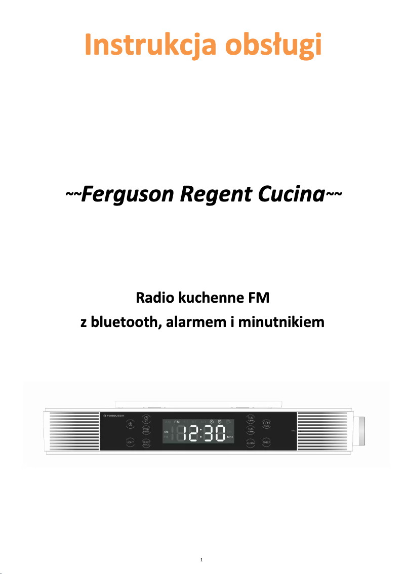 Image de la première page du manuel de l'appareil Regent Cucina