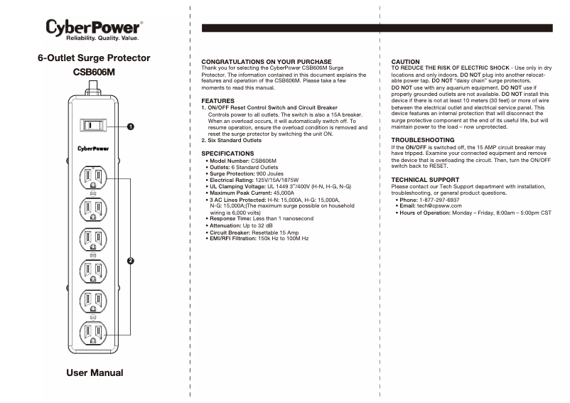 Image de la première page du manuel de l'appareil CSB606M
