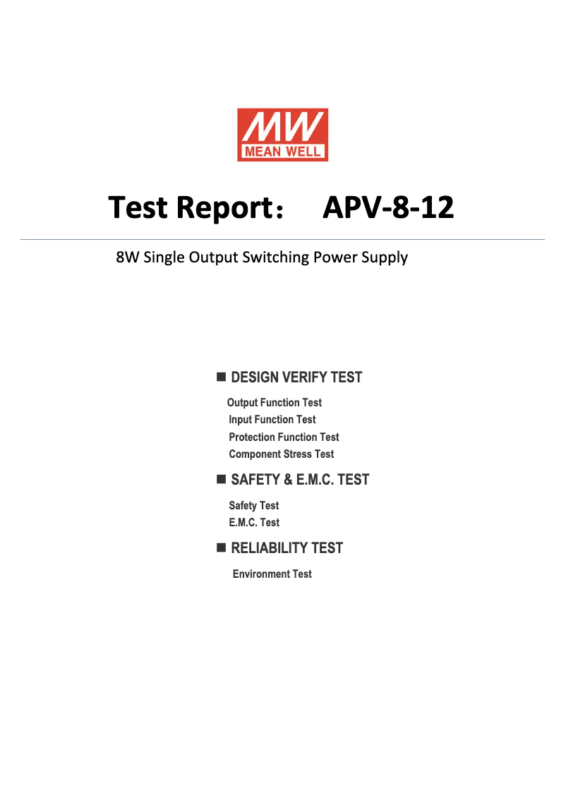 Page n°1 - Fiche technique Mean Well APV-8-12