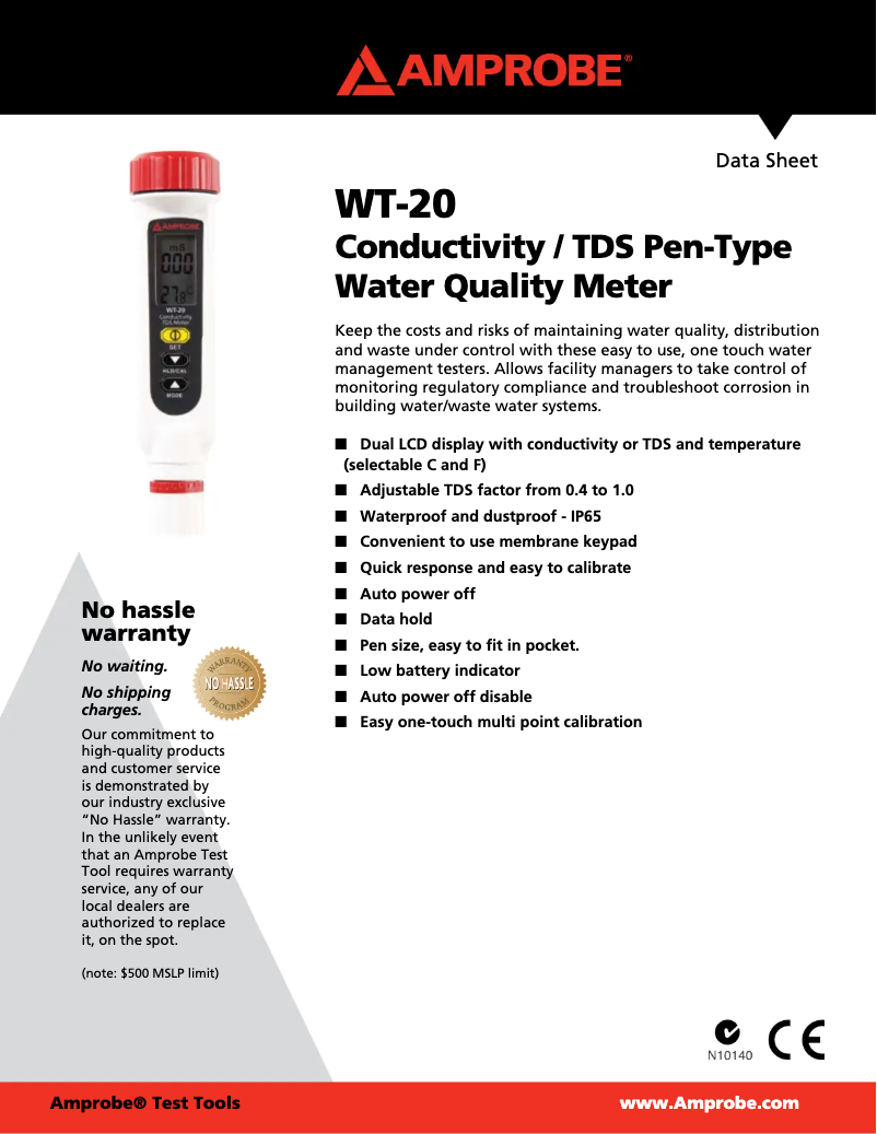 Page n°1 - Fiche technique Amprobe WT-20