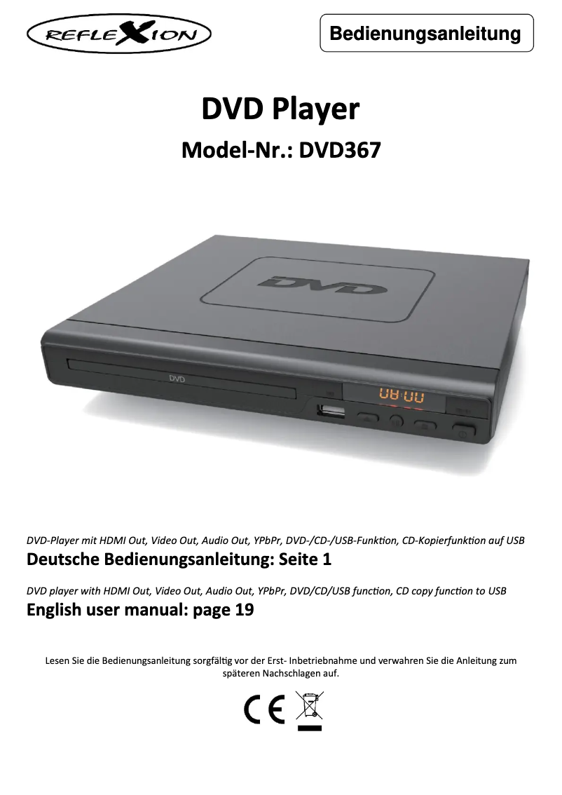 Page 1 de la notice Manuel utilisateur Reflexion DVD36