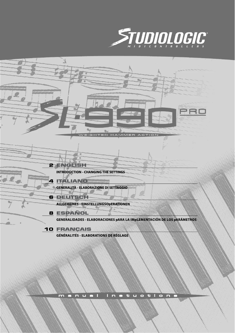 Page 1 de la notice Manuel utilisateur Studiologic SL-990 Pro