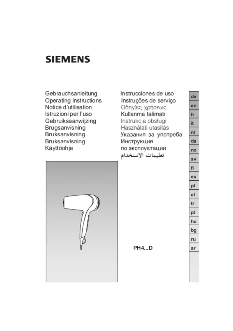 Page n°1 - Manuel utilisateur Siemens PH4510D