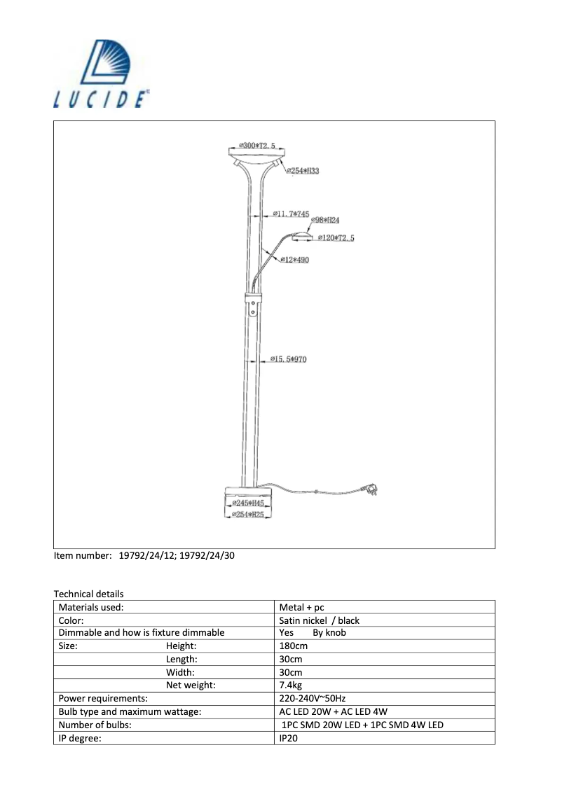Page n°1 - Manuel utilisateur Lucide Champion-LED