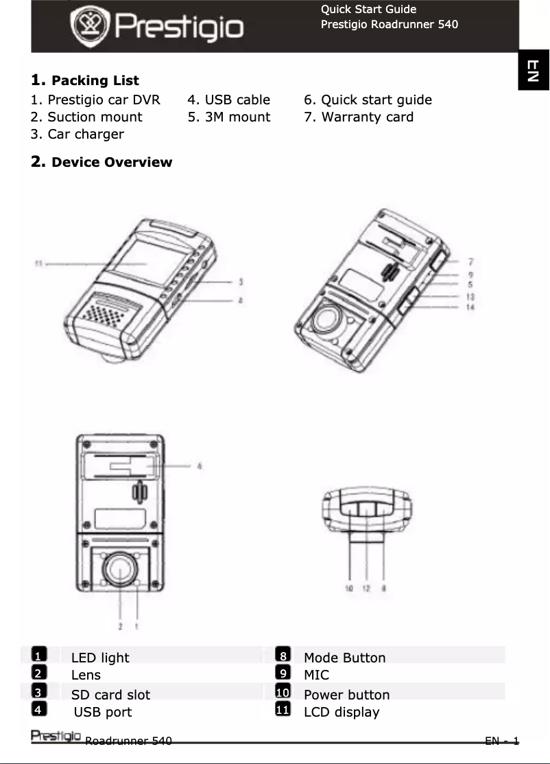 Image de la première page du manuel de l'appareil Roadrunner 540