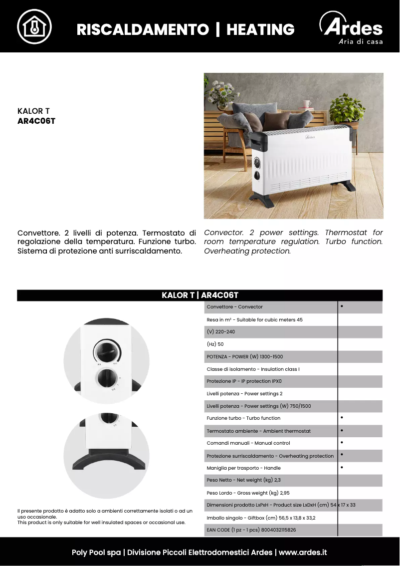 Page n°1 - Fiche technique Ardes AR4C06T