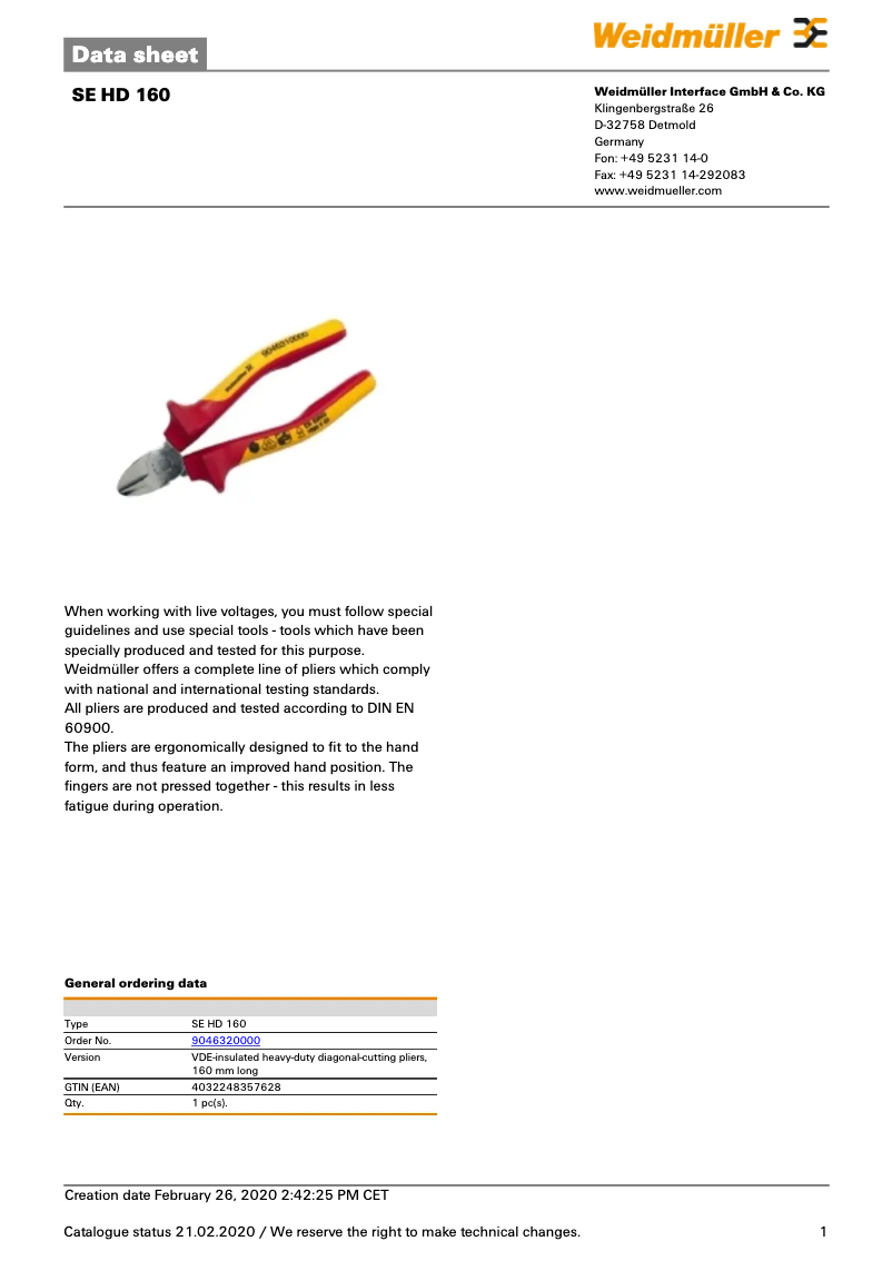 Page n°1 - Manuel utilisateur Weidmüller SE HD 160