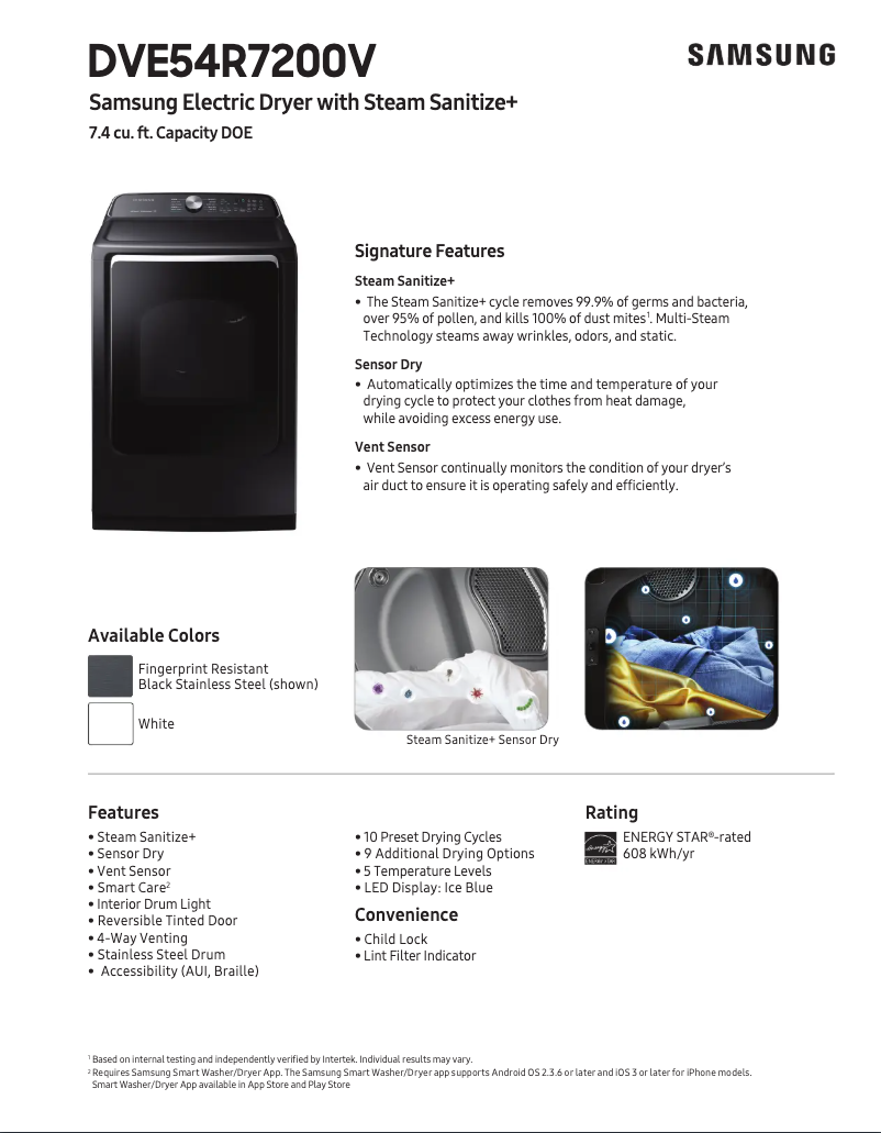 Image de la première page du manuel de l'appareil DVE54R7600W