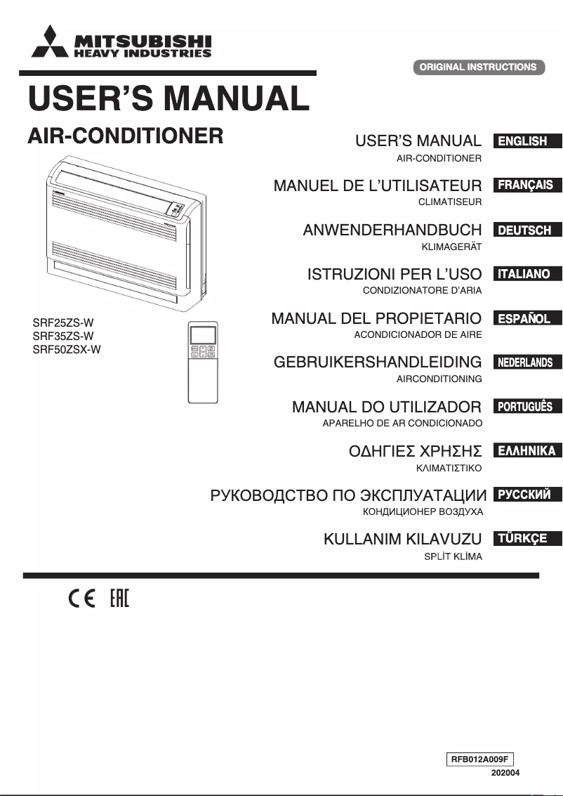 Page 1 de la notice Manuel utilisateur Mitsubishi SRF25ZS-W