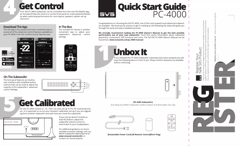 Page n°1 - Guide de démarrage rapide SVS PC-4000