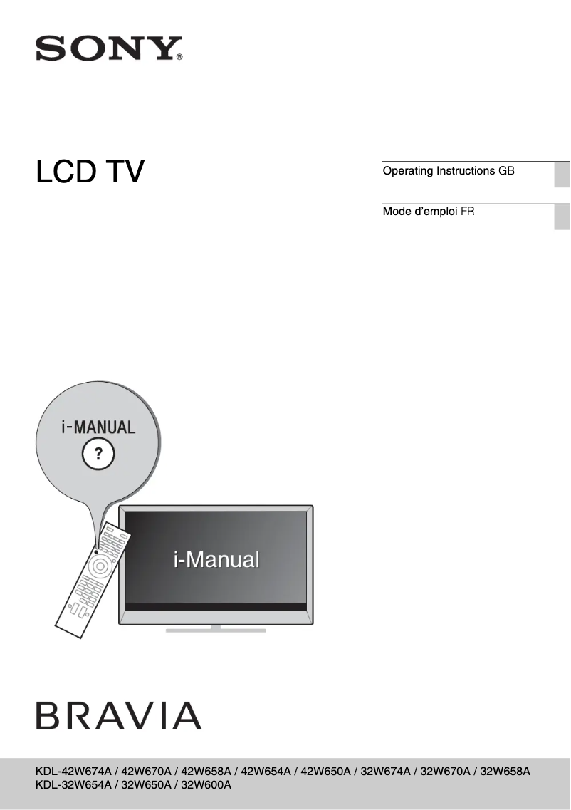 Page n°1 - Manuel utilisateur Sony KDL-42W658A