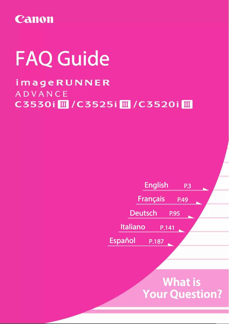 Page 1 de la notice FAQ Canon imageRUNNER ADVANCE C3520i III
