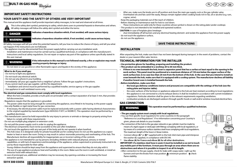 Page n°1 - Manuel utilisateur Whirlpool AKT 6430/NB