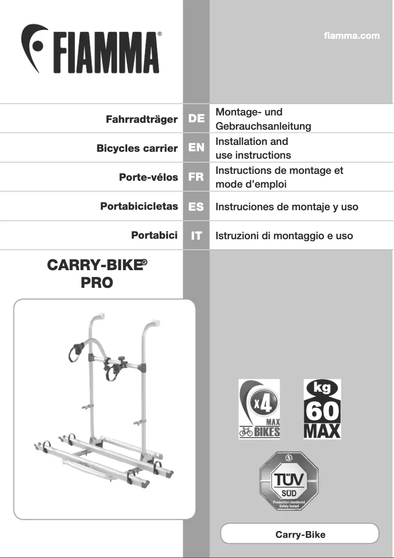 Page 1 de la notice Manuel utilisateur Fiamma Carry-Bike Pro