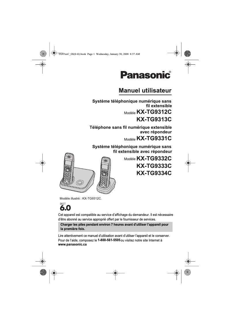 Imagen de la primera página del manual del dispositivo KX-TG9332