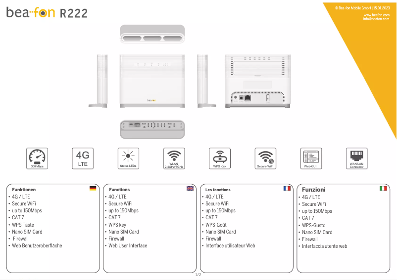 Page n°1 - Manuel utilisateur Bea-fon R222