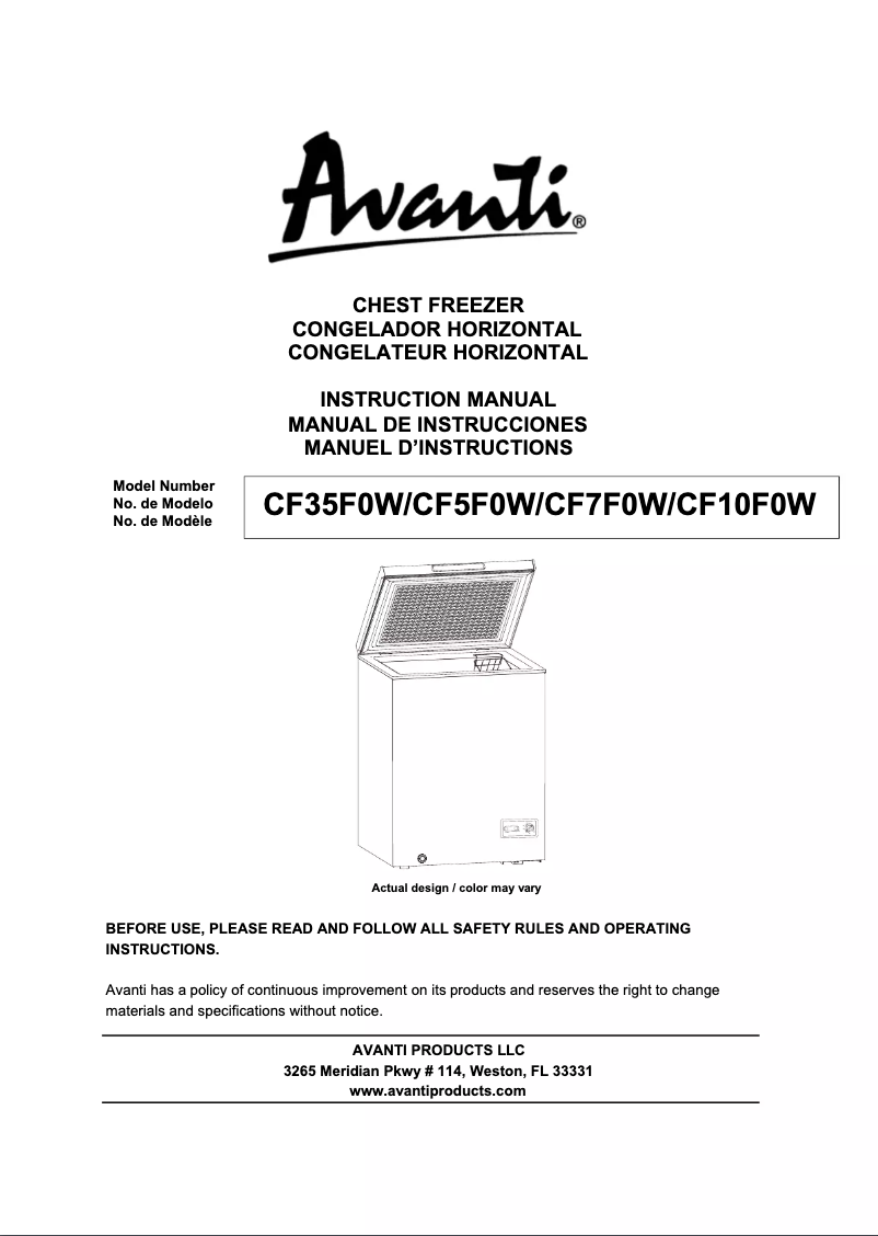 Page 1 de la notice Manuel utilisateur Avanti CF35F2G