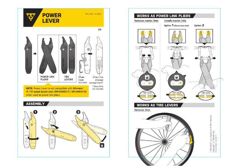 Page 1 de la notice Manuel utilisateur Topeak Power Lever