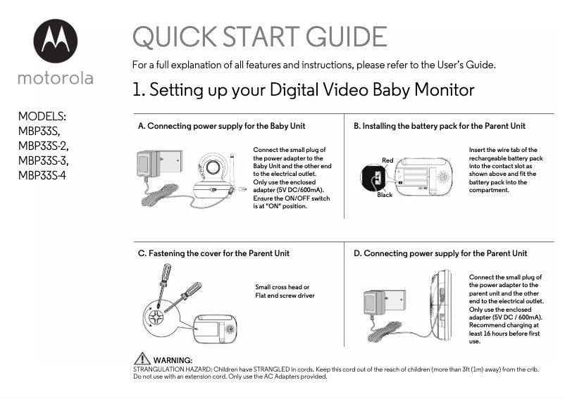 Page 1 de la notice Manuel utilisateur Motorola MBP33S-2