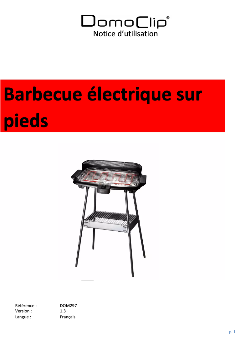 Page 1 de la notice Manuel utilisateur Domoclip DOM297