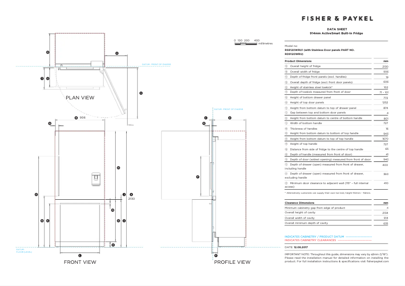 Page n°1 - Fiche technique Fisher & Paykel RS9120WRU2