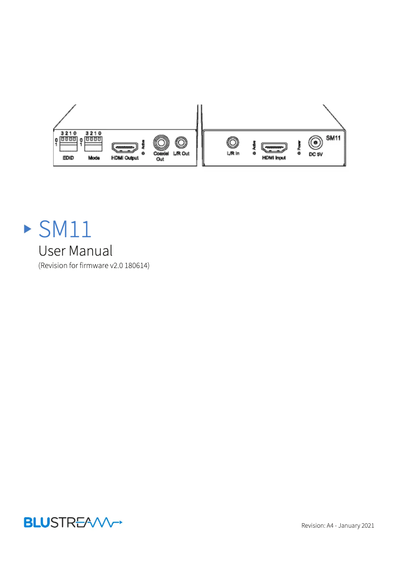 Page n°1 - Manuel utilisateur Blustream SM11