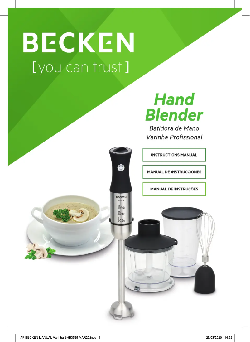 Image de la première page du manuel de l'appareil BHB3525