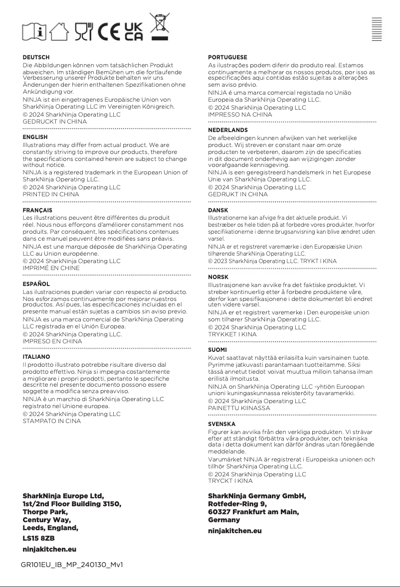 Page 1 de la notice Manuel utilisateur Ninja GR101EU