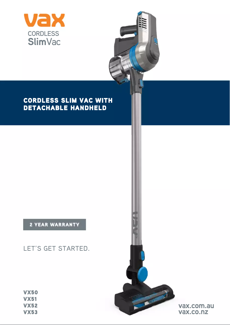 Page n°1 - Manuel utilisateur Vax SlimVac VX52