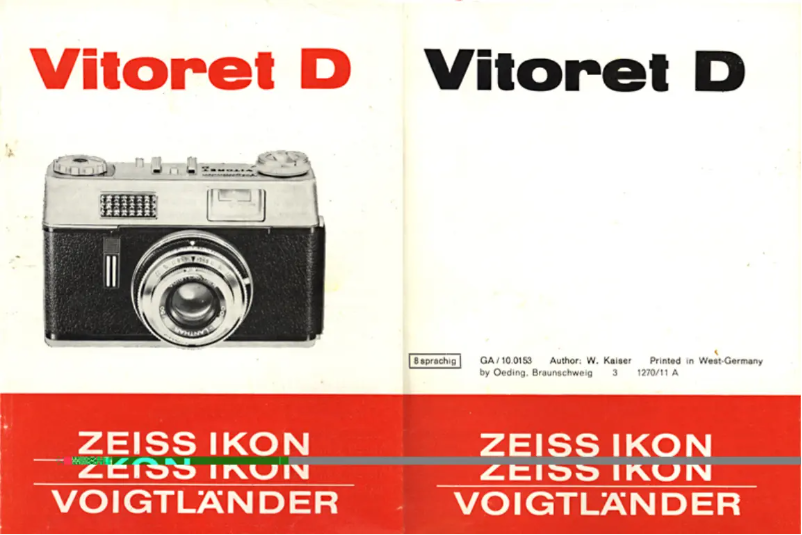 Page 1 de la notice Manuel utilisateur Voigtländer Vitoret D