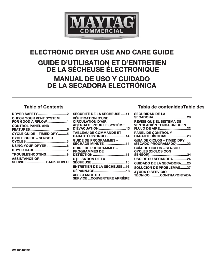 Page n°1 - Manuel utilisateur Maytag MGDP586KW